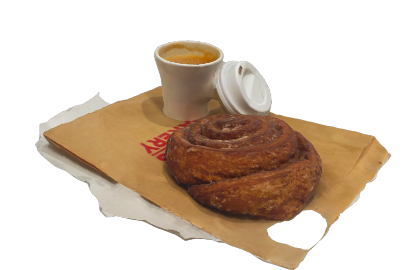 cinnamon roll and my latte